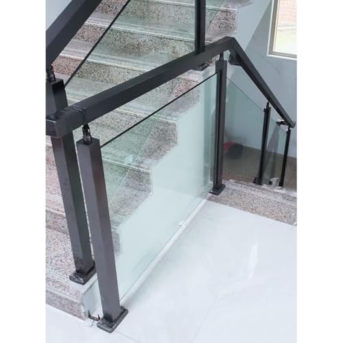 Poste de acero inoxidable para barandilla de vidrio negro de 85 cm y fijación de escaleras 4