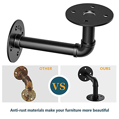Cwlotac Pipe Shelf Bracket 10 Pack - Industrial Black Iron Pipe Shelves - Heavy Duty Rustic Wall Mounted Diy Floating Shelves Brackets For Farmhouse, Bathroom, Kitchen, Basement Decor #TOP3