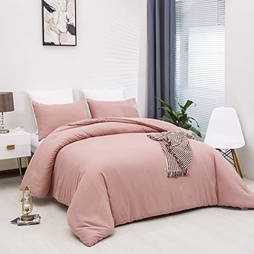 Luxlovery Pink Comforter Set Queen Blush Pink Comforter Sets Full Women Dusty Rose Mauve Cotton Qulits Comfy Soft Blanket Baby Pink Comforter Blanket Breathable Comforter Set Pink Bedding Set #TOP1