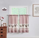 SXZJTEX Farmhouse Rooster Kitchen Boho Rustic Christmas Curtains Tier, Rod Pocket Panels for Living Room,Kitchen, Bathroom and Cafa, 27''W x 24'' L, 2 Panels,Red