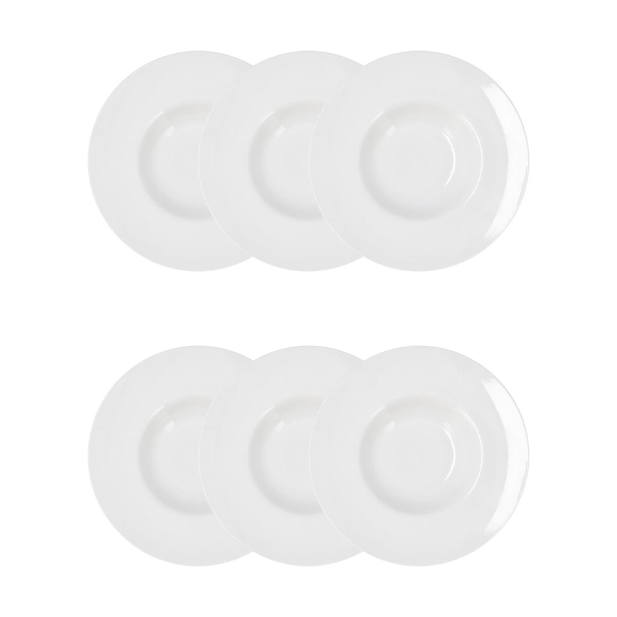 Quid Set de 6 platos risotto Select de porcelana 26,5 cm | Blanco, Porcelana, formato redondo, acabado brillo, 26,5 cm, 6 piezas, apilable, apto para microondas, apto para frigorífico