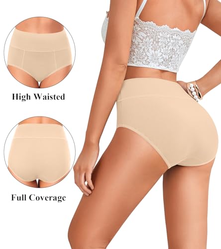 ASIMOON Tummy Control High Waisted Underwear for Women Cotton Plus Size Full... - Image 4