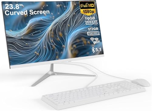 Image of 23 inch All-in-One Desktop Computer Core i7 16GB RAM DDR3 512GB ROM 1920 * 1080 IPS Display Desktop Computer with2.4G /5.0G WiFi & Bluetooth 5.1&HDMI, Wired Keyboard and Mouse