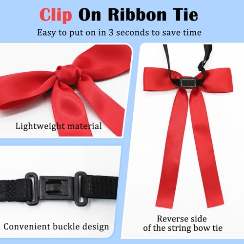 Image of Luckyvestir Western Bow Ties for Men Women, Black /Red Colonel Satin Ribbon String Bow Tie for Costume Uniform