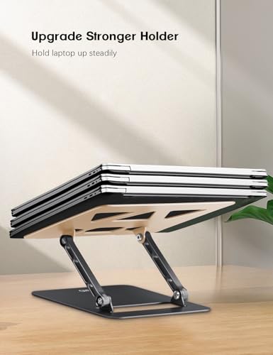 Image of Aoviho Adjustable Laptop Stand for Desk,Portable Laptop Stand Holder and Riser,Foldable Aluminum Notebook Computer Stands for MacBook Air Pro HP Lenovo Dell Samsung, 10-15.6 inch,Moonlit Gold Noir