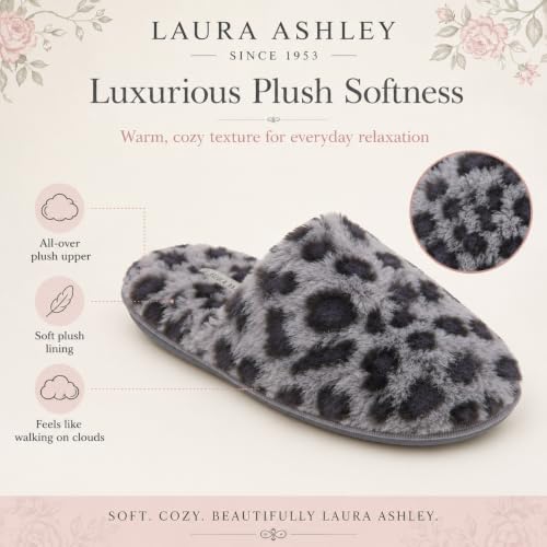 Image of Laura Ashley Ladies All Over Plush W /Memory Foam Slippers