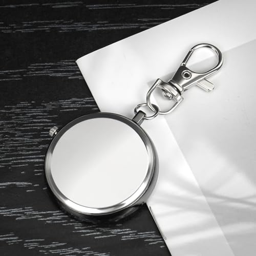 Image of Minimalist Ultra Thin Open Face Quartz Pocket Watch with Key Buckle Unisex Portable Unisex Pocket Watch