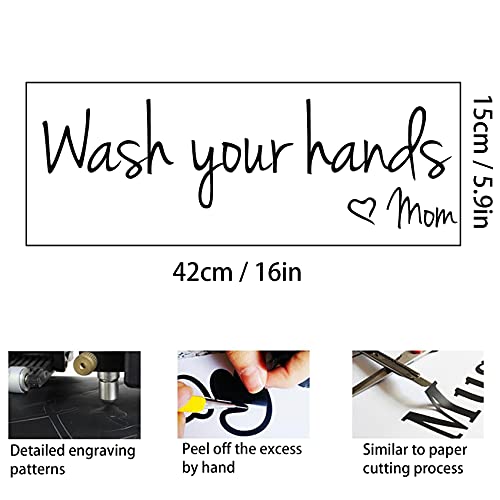 Diy Bathroom Decor Wall Stickers, Wash Your Hands Mom Quote Wall Decals Bathroom Wall Decor, Easy To Peel And Stick Wallpaper Vinyl Saying Wall Art Decor For Kids Bathrooms Home Decoration #TOP5