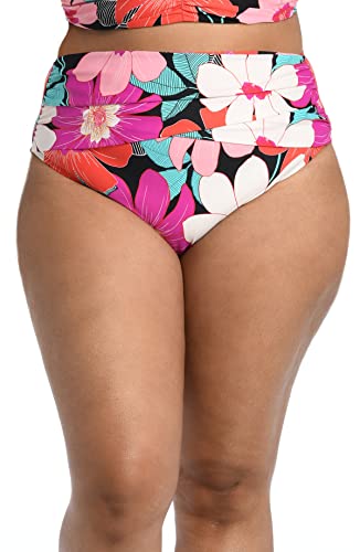 La Blanca Women's Banded Mid Waist Pant Bikini Swimsuit Bottom, Multi//In Full Bloom, 10 #TOP13