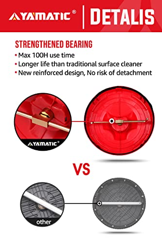 Yamatic 15" 3600Psi Pressure Washer Surface Cleaner With 2 Extension Wands, Professional Upgrade Power Washer Surface Cleaner, Pressure Washer Attachment For Driveway, Floor, Patio, Deck(Red) #TOP3