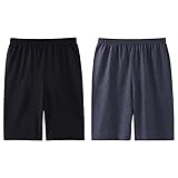 SamHeng 2er Pack Herren Schlafanzughose Baumwolle Kurz Pyjamahose Schlafhose Schlafshorts Sommer Bermudahose Männer Sommer Loungewear mit Weich Verstellbare Taille-XL