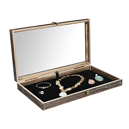 Mooca WD83C-CF+93-1BK Wooden Jewelry Display Case Tempered Glass Top Lid thumb #5