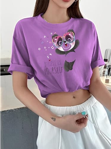 Image of Parona Polyester Casual Round Neck Printed T-Shirt | Half Sleeves Tshirt for Women
