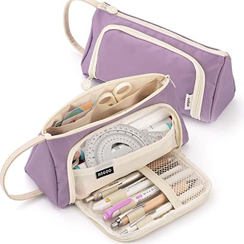 ONCCI Pencil Case Girls Pencil Case Large Capacity Teenager Case Pens Pencil Case for School & Office (Creme-grün)