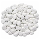 V-PREMIUM SOLUTION Weiße Kieselsteine 5 kg – Schneeweiße Dekosteine für Gartendeko, Wege, Blumentöpfe & Innenbereich – 1-2 cm – Thassos