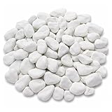 V-PREMIUM SOLUTION Weiße Kieselsteine 5 kg – Schneeweiße Dekosteine für Gartendeko, Wege, Blumentöpfe & Innenbereich – 1-2 cm – Thassos