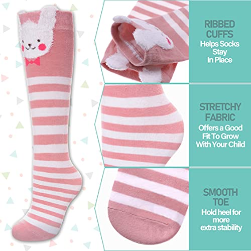 Linemin 3-12 Years Girls Knee High Socks Kids Cartoon Animal Warm Cotton Long Tall Boot Socks 6 Pairs (Classic Mixed Animal) #TOP2