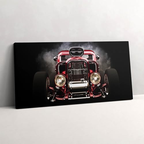 Vieille voiture d'époque tableau sur toile 120x60cm salon vintage