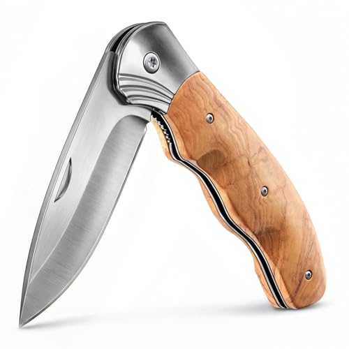 Gentleman’s Folding Knife Pocket Knife Knives Knofe Wood Handle Sharp Blade - Pocket Knife for Men - Best Folder for Camping Hunting - EDC and Outdoor Gear - Birthday Christmas Gifts for Men 6651