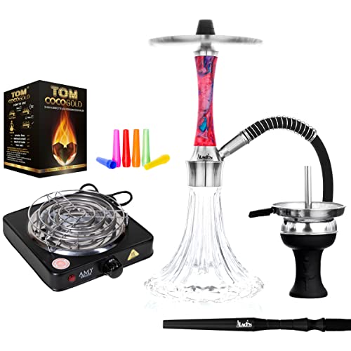 Aladin Epox 360 Pro Shisha-Set, 10 Blow-Offs, Edelstahl, Diffusor, Closed Chamber, Bundle mit TOM Gold Naturkohle…