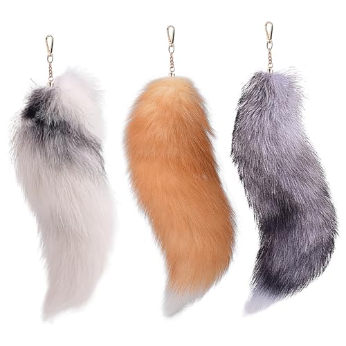 Queue de therian fox tail blanche lot de 3 pour costume d'Halloween adulte