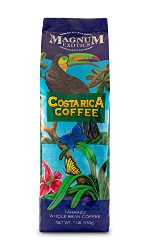 Magnum Exotics Coffee, Costa Rican Tarrazu - Coffee From Costa Rica, Medium Roast, 100% Arabica Coffee, Freshly Roasted Beans, Mild Acidity - Costa Rican Blend, 1 Lb Bag #TOP17