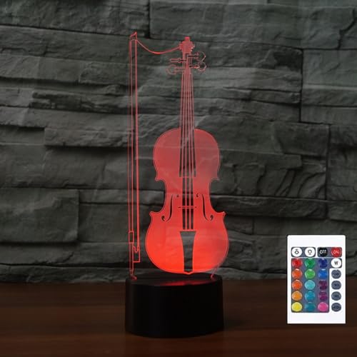 FLRXHK - Lampada da tavolo tattile per violoncello 3D con telecomando, 16 colori ottici USB LED per la decorazione della stanza regalo per bambini