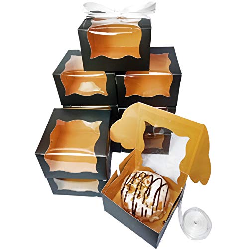 Small Pastry Boxes. 50PCS Bakery Boxes with Window Kraft Paperboard