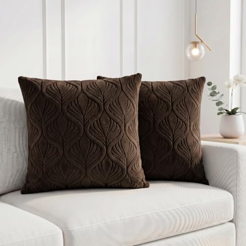 Image of Yellow Weaves Jacquard Cushion Covers | Sofa Cushion Covers | Throw Pillow Cover for Sofa, Couch, Living Room| Removable & Washable | 16x16 Inches, Set of 2 (Coffee Brown)