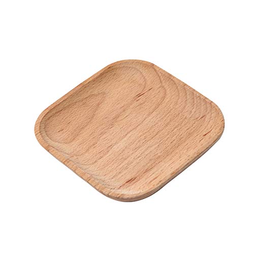 Wood Jewelry Display Tray - Small Decorative Ring, Jewelry Trinket Dish, Key Tray - Earrings Necklaces Bracelet Watch Holder (Quadrate) #TOP3