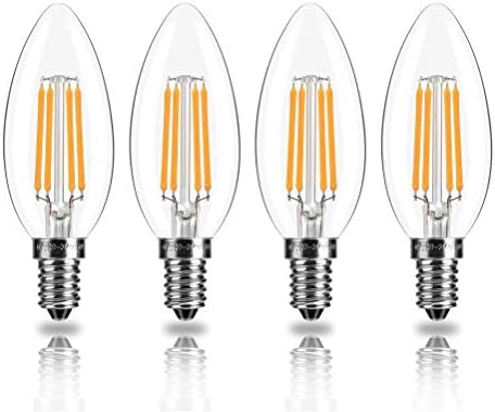 TopLeder E14 LED Candle Bulbs, C35 Dimmable Warm White 2700K 4W LED Filament Bulbs 40W Incandescent Equivalent
