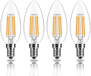 TopLeder E14 LED Candle Bulbs, C35 Dimmable Warm White 2700K 4W LED Filament Bulbs 40W Incandescent Equivalent
