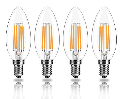 TopLeder E14 LED Candle Bulbs, 4W, C35, Warm White 2700K