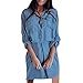 Produktbild Damen Jeanskleid, LeeMon Langarm Taschen Langes Jeanshemd Kleid Botton Jean Kleider Frau Lose Bandage Kleid Mit Gürtel Knopf