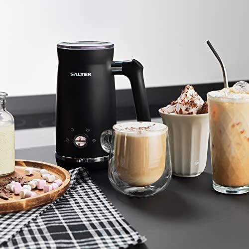 Salter COMBO-8001 Digital Coffee Maker to Go with Electric Milk Frother Steamer Set, 420 ml Stainless Steel Travel Mug, with Hot, Cold and Frothy Function, Compatible with Ground Coffee/Pads