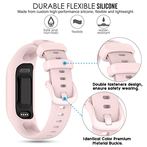 Image of 3PCS Soft Silicone Bands Compatible with Garmin Vivosmart 5 Straps Replacement Wristbands Bracelet Band Case Cover for Women Men, Small /Large Size