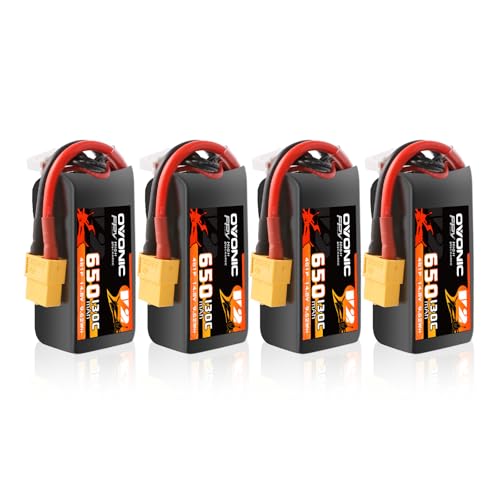 OVONIC 4S 650mAh 14.8V 130C Lipo Battery with XT60 x4