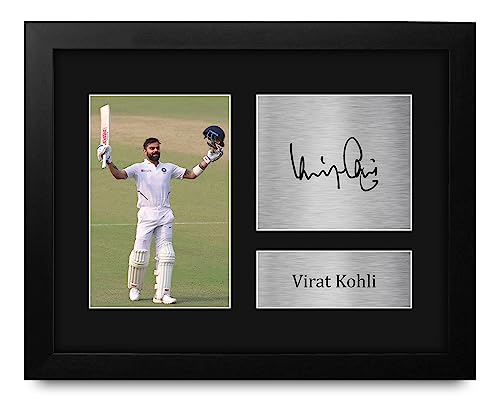HWC Trading Virat Kohli India Framed Gifts Printed Signed Autograph Picture for Cricket Memorabilia Fans - US Letter Size