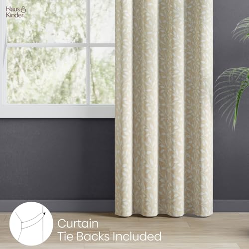 Image of haus & kinder Printed Jacquard Door Curtain 7 Feet Long Pack of 1 Door Curtain, 7 Feet Curtain for Door (Silkan Branch, Blush Nature Design 130x213 CM)