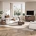 JOINICE,Round Coffee Table with Storage,Fluted Center Table with Sliding Cabinet Door for Living Room,Home Small Space,31.5