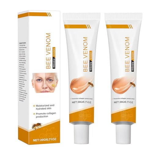2 Stück 20g Bienengift Anti-Falten-Creme, Feuchtigkeitsspendende Gesichts und Halscreme mit Straffender Wirkung, Bienengift Komplettcreme Anti-Aging Pflege Für Alle Hauttypen