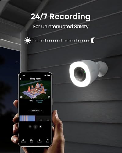 youkey 2.5K Wired Security Camera Outdoor, F1.0 Color24 Night Vision, Plug-in Cameras for Home Security Outside, 24/7 Continuous Recording, 130°FOV, 2.4/5GHz WiFi 6, Bluetooth Pairing, No Monthly Fees — view 3
