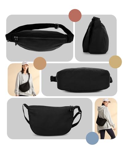 Image of Crossbody Crescent Bag for Women Men Trendy, Crescent Sling Bag with Adjustable Strap, 2 Zippers Lightweight