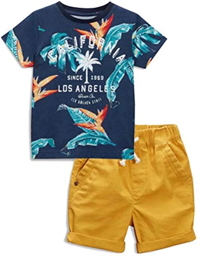 Little Bitty Toddler Boy Clothes Boys Summer Outfits Cotton Short Sleeve T-Shirt & Shorts Set 2-7Yrs