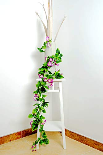 Airsun Artificial Morning Glory Flower Vines, 2Pcs 15Feet Hanging Plants Silk Garland Fake Green Plant Home Garden Wall Fence Indoor Outdoor Wedding Birthday Decor (Purple) #TOP1