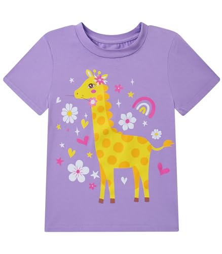 Image of Toddler Girls Clothes T-Shirt Short Sleeve Graphic Tee Cartoon Dinosaur 2-6T Girl Shirt Summer