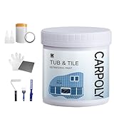 CARPOLY Tub and Tile Refinishing Kit, 35oz White Tile Paint with Tools, Water Based & Low Odor, DIY Bathtub Paint, Easy to Use for Bathroom, Kitchen, Porcelain, Floor,50-60sq.ft(White)
