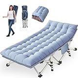 Oversize Camping Cots XXL Sleeping Cots with Comfortable Mattress Extra Width Camping Bed for Adults Cot With Carry Bag for Adults Portable Folding Cots Nap Office Indoor Vacation Easy to Set Up