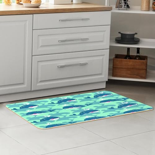 Tapis de cuisine antidérapants motif baleines pour sécuriser et égayer les sols glissants