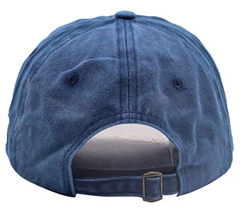 Men's Original Fl Shark Hat Embroidered Florida Vintage Washed Denim Distressed Adjustable Baseball Cap (Navy, One Size) #TOP6